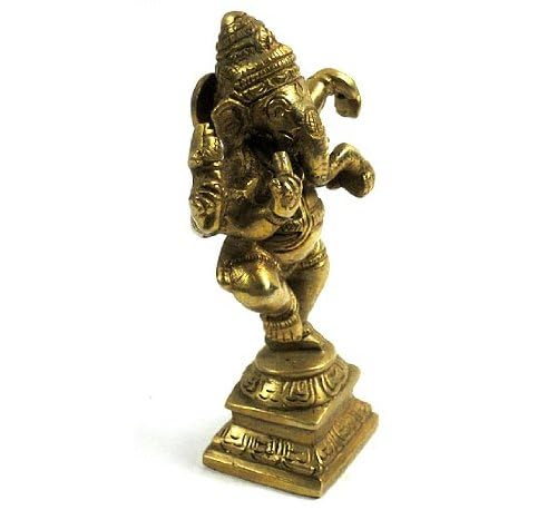 Brass Dancing Ganesh Brass Statue, Gold