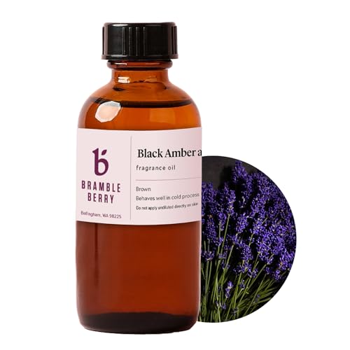 Bramble Berry Black Amber and Lavender Fragrance Oil 2 oz | Warm Herbal Scent for Soap, Candles, Perfume & Bath Bombs | Skin Safe, Vegan, Paraben & Phthalate Free, DIY Craft Essential - color: Black Amber and Lavender