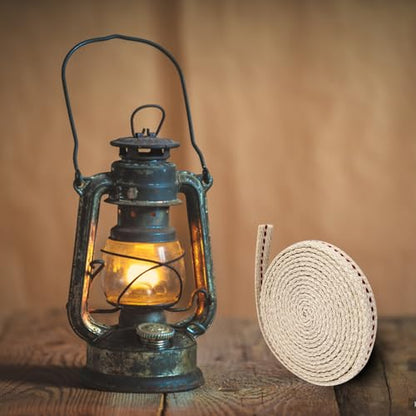 1 Roll/6.5 Feet Flat Oil Lamp Wick, 3/8 Inches Cotton Wick Replacement for Kerosene Burner, Lantern, Lamps (1, 3/8 inch) - size: 3/8 inch