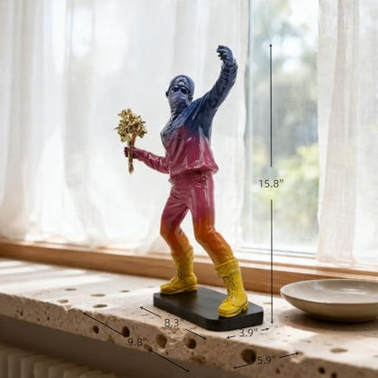 Banksy-Inspired Flower Thrower Sculpture