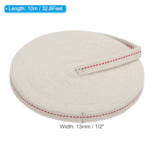PATIKIL 1/2" Wide 33 Feet 100% Cotton Flat Wick, Oil Lamp Wicks with Red Stitch for Kerosene Lamp Lantern Oil Burner - color: Red, size: 1/2" x 33 Feet