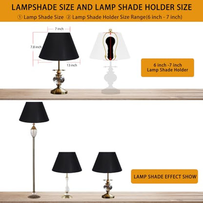 ALUCSET Lamp Shades, 7x13x7.8'' inch Replacement Lampshades for Table Lamps - color: Black Fabric