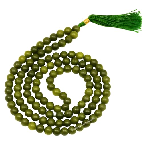 Green Jade Mala Beads - 108 Prayer Beads for Meditation, Plain - color: Green Jade, style: Plain