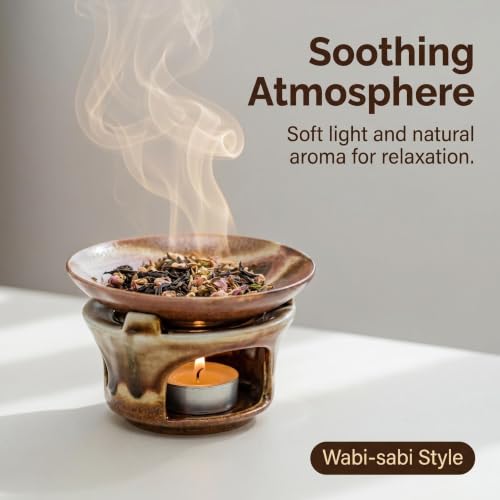 Ceramic Herbal Burner Set, high-Temperature Aromatherapy Burner Set - color: Terracotta