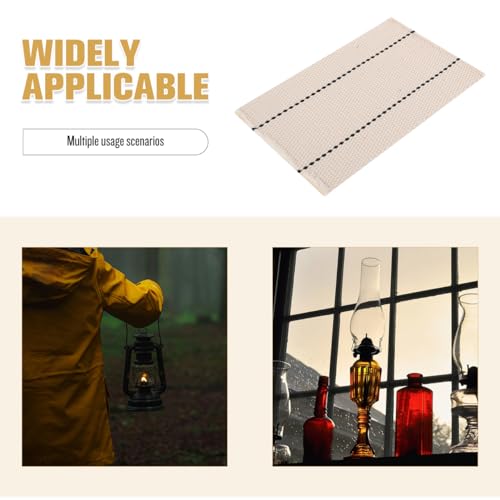 WOONEKY 3pcs Cotton Oil Lamp Wick Replacement - 0.5ft, 4" Wide, Flat Woven Wick for Kerosene Lamps Hurricane Lanterns Oil Burners Home Decor Emergency Lighting - size: 15.00X9.70X0.50CM
