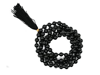 Amazing Gemstone Black Tourmaline Mala Beads - 108 Prayer Beads for Meditation and Mindfulness Practice, Handcrafted Mala Beads with Natural Gemstones for Spiritual Healing and Relaxation (Knotted) - color: Black Tourmaline, style: Knotted
