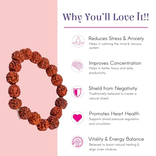 LOVENSPIRE Gold-plated 5 Face Original rudraksha beads Bracelet for Men – Panchmukhi Spiritual Wrist jewelry for Meditation & positive Energy - color: Flexible Fit