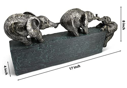 Vaudagio Sculpture Family Elephant Decor [17" Long] Large Elephant Statue