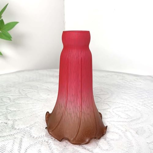 Bieye LS71 Lily Flower Blown Glass Lampshade (Red Brown, Opening I.D. 1.26" x O.D. 1.5") - color: Red Brown, size: Large I.D. 1.26" x O.D. 1.5"