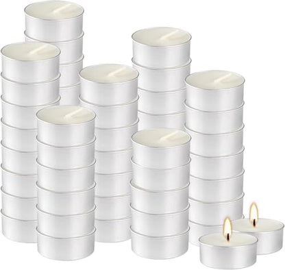Unscented Tealight Candles 50 Pack, 4 Hours Smokeless Dripless White Mini Tea Lights Bulk for Home, Wedding, Party, Shabbat, Christmas & Emergency Use - color: White, size: 50 Pack