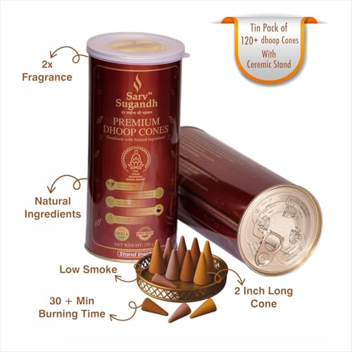 Premium Dhoop Cones | Handmade with Natural Ingredients | Charcoal-Free | Long Lasting Pure Aroma for Pooja, Meditation & Aromatherapy (Sandalwood)