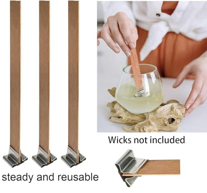 150 PCS Wick Clip for Candle Making Wood Wick Holder Base Universal Wood Wick Clips Wooden Wicks Bases Metal Candle Wick Holders (Square)