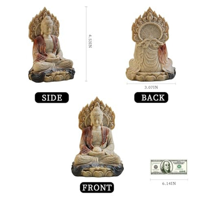 Shakyamuni Buddha Statue - Hand-Painted Resin Sculpture with Mandala Halo & Lotus Throne for Meditation, Zen Altar, Home Office Decor