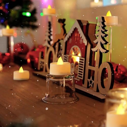 BEICHI Flameless Candles, 24Pack Battery Operated Candle, LED Tea Lights Candles Battery Operated, Flickering Fake Votives for Wedding Halloween Christmas Diwali- Warm Yellow - color: Warm Yellow Light, White Shell, size: 24-Pack