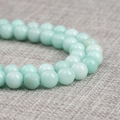 120PCS 6MM Natural Stone Amazonite Chalcedony Loose Beads for Jewelry Making DIY Bracelet Necklace 2 Strands - color: Amazonite Chalcedony, size: 6mm (2 strands)