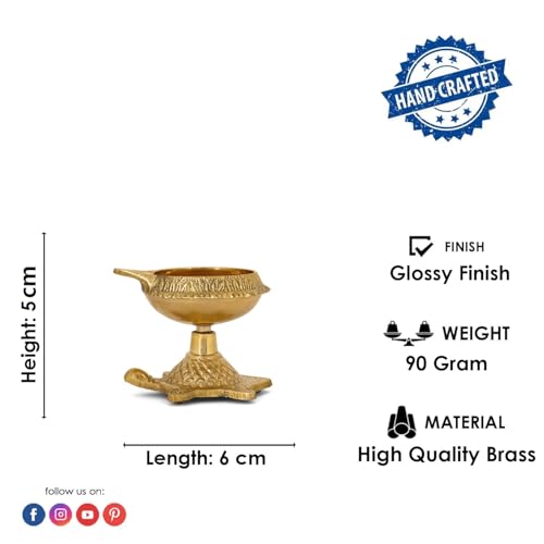 SATVIK 20 Pc Brass Kuber Turtle Diya Set | Traditional Handmade Golden Engraved Virgin Brass Oil Lamp for Puja, Pooja Room, Mandir & Temple | Reusable Diya for Daily Prayer, Diya Vilakku & Home Decor - size: 20PC