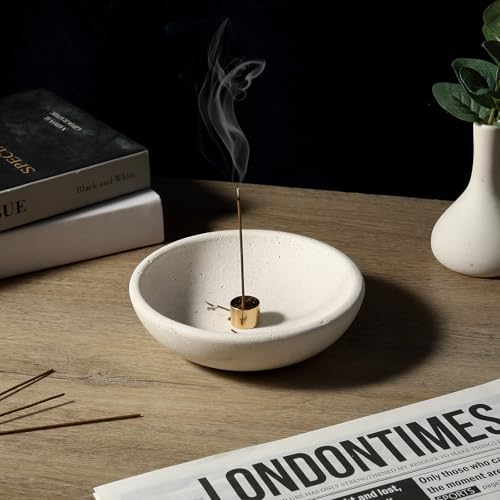 Koville Natural Marble Incense Holder, Incense Holder for Sticks with 9 Holes, Handmade Incense Burner Ash Catcher for Meditation Yoga SPA, Balsam Fir/Palo Santo/Sage/Cone (Lymra Limestone) - color: D=150-lymra Limestone