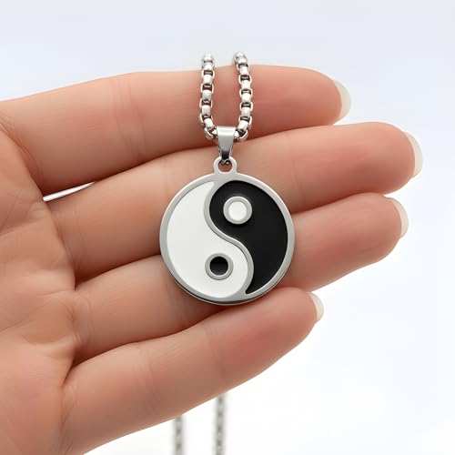 1" Stainless Steel Necklace Charms | Third Eye Vision | Peace Symbol | Finding Your Self | Yin & Yang | Moon Cat | Turtle Power | Flower of Life | | OM | Mystical Spiritual Protection, for Men & Women - style: Yin Yang