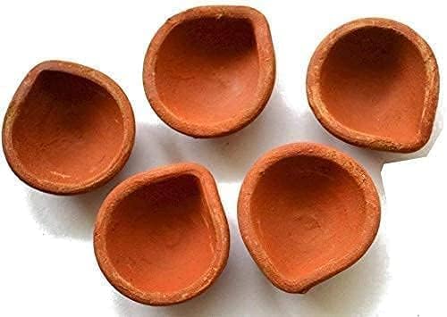 Diwali Clay Diyas Set of 12 with Cotton Wicks | Handmade Terracotta Oil Lamps for Diwali Decoration, Pooja, Meditation & Spiritual Rituals