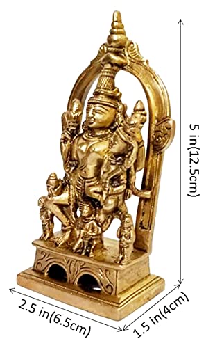 Purpledip Brass Idol Vishnu-Lakshmi (Laxminarayana) Garuda: Rare Collectible Statue for Home Temple (12502)