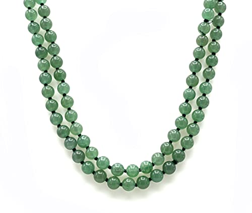 Amazing Gemstone Japa Mala 108 Prayer Beads Necklace and Wrist Mala Bracelet for Meditation - color: Green Aventurine, size: Hand Knotted