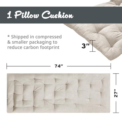 Intelligent Design Foldable Lightweight Lounge Floor Pillow 27" x 74" Ivory - color: Ivory