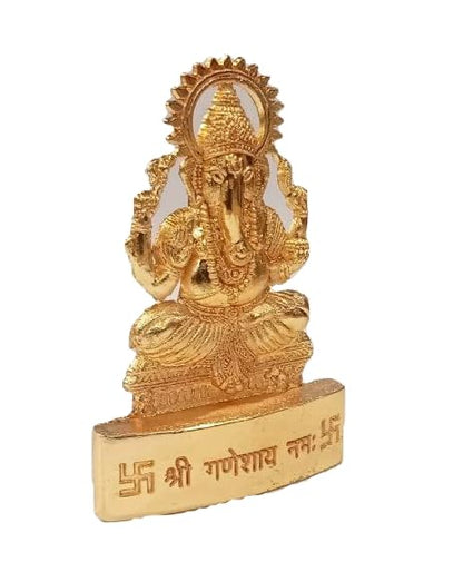 Lord Ganesha Statues- Hindu Elephant God Statue Sculpture Indian Ganesh Figurine Handmade (Mix Metal) Gift Decoration for Home, Temple, Office, Car (Ganesh Sitting Small)