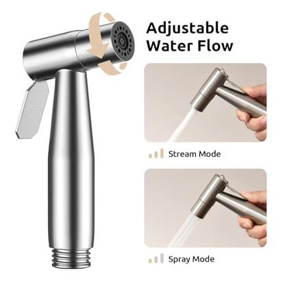 Arofa Hands-Free Bidet Sprayer, Dual Control Mode Bidet Attachment - color: Stainless Steel(Hands-Free), size: 1 Pack