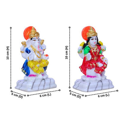 Divine Laxmi-Ganesh Marble Idol – Multicolor 3.5 Inch Home Decor Statue