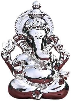 Ganesha Idol Ganesha Murti Ganpati Idol Handcrafted Ganesha Silver Plated Ganesha for CarDashboard Home Decor Puja Room Decorative Showpiece Gift Item (Silver Plated Vighnaharta Ganesha)