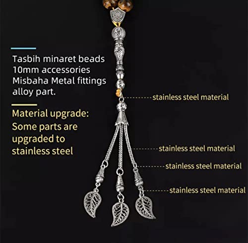 Tasbih Prayer Beads Tiger Eye Stone (33 Beads - 10 mm) - Muslim Rosary - Masbaha Finger Counter - Zikr, Dhikr Subha - Chapelet - Tasbeeh - Islamic Misbaha - Handmade Sibha - Ramadan Gift