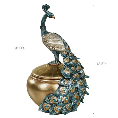 Touch of Class Poised Peacock Decorative Covered Box