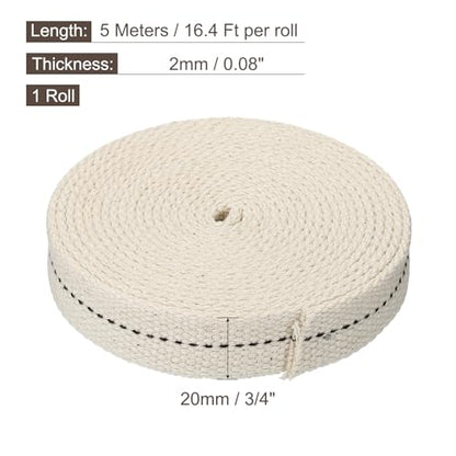 MECCANIXITY Oil Lamp Wick 20mm(13/16") Flat Wide 16.4 Foot Cotton Lanterns Wick with Black Stitch for Kerosene Burner Lighting, 1 Roll - color: Black, size: 20mm(13/16")
