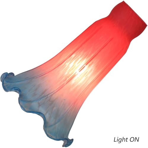 Bieye LS67 Lily Flower Blown Glass Lampshade (Red Blue, Opening I.D. 1.26" x O.D. 1.5") - color: Red Blue, size: Large I.D. 1.26" x O.D. 1.5"