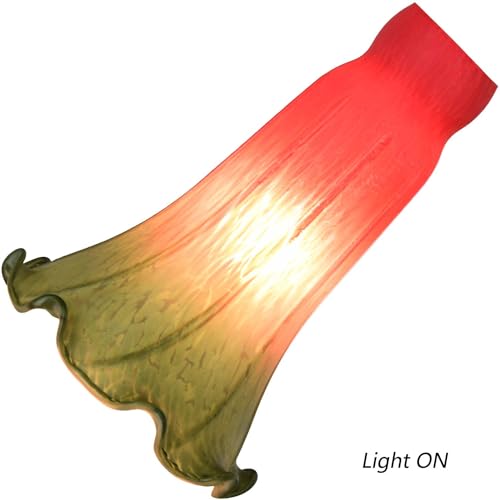 Bieye LS68 Lily Flower Blown Glass Lampshade (Red Green, Opening I.D. 1.26" x O.D. 1.5") - color: Red Green, size: Large I.D. 1.26" x O.D. 1.5"