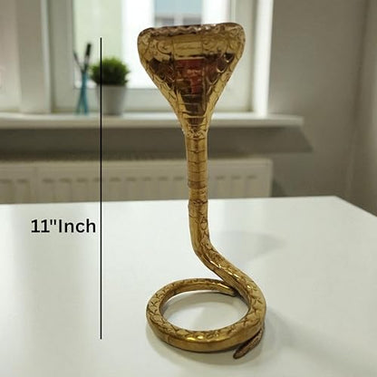 Brass Lord Shiva Sheshnaag Maharaj Idol | 11" Inch Handcrafted Shiva Nagaraj Naag Devta Statue | Divine Brass Sheshnaag Maharaj Murti for Temple, Pooja, Home Décor & Spiritual Gift Showpiece