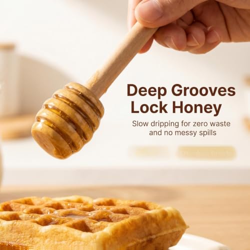 25PCS Wooden Honey Dipper Sticks, 3 inch Mini HoneyComb stick