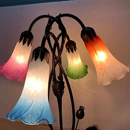 Bieye LS03 Lily Flower Blown Glass Lampshade (White Purple, Opening I.D. 1.26" x O.D. 1.5") - color: White Purple, size: Large I.D. 1.26" x O.D. 1.5"