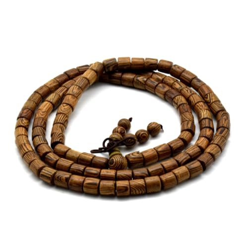 Zen Dear Unisex Natural Wenge Wood Mala Prayer Beads Necklace Bracelet Beads Meditation Buddhist Japa Rosary Mala Bead Yoga - style: 6mm 108 barrel beads