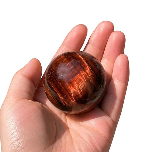 1.57-1.97inch/4-5cm Natural Red Tiger Eye Crystal Ball, Hand Polished Quartz Massage Sphere, Reiki Healing Gemstone Ball, Feng Shui Room Desktop Decorative Rock Ball, Souvenir Ornament Spiritual Gift - color: Red Tige Eye, size: 40-50mm