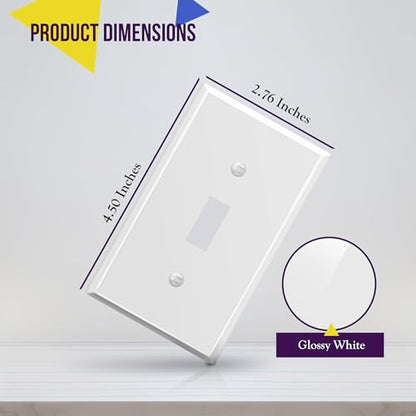 ENERLITES Toggle Light Switch Metal Wall Plate, 1-Gang, White Matte - color: White Matte, size: Standard Size