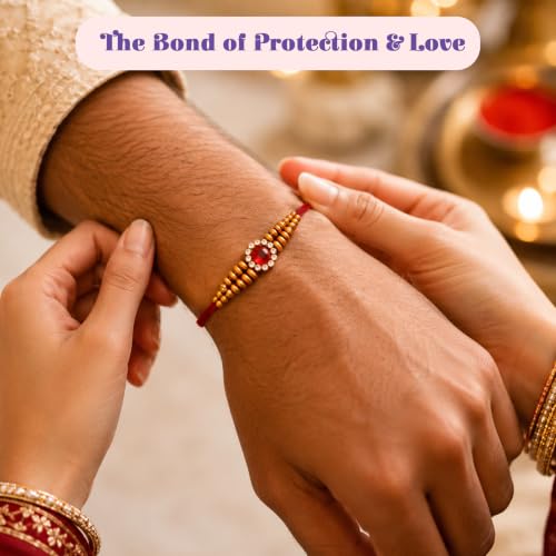 LOVENSPIRE Raksha Bandhan Gift Hamper for Brother – Indian Rakhi Festival Gift Set for Bhai - color: Healing Bracelet & Tree Hamper