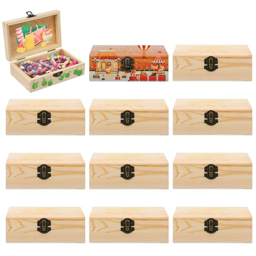 Hoemwarm 12 Pack Unfinished Wooden Storage Box DIY Treasure Box