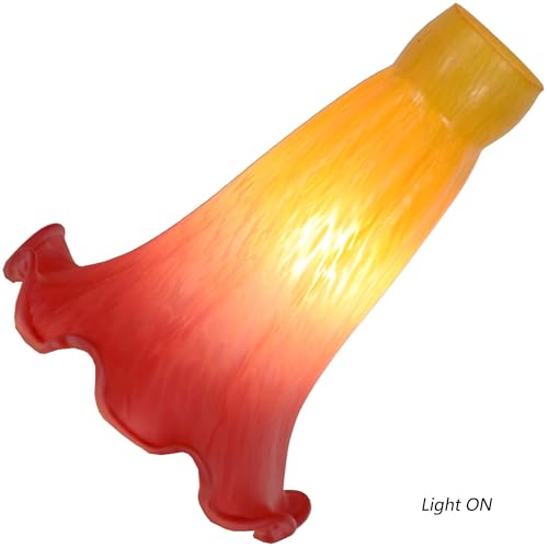 Bieye LS16S Lily Flower Blown Glass Lampshade (Yellow Red, Opening I.D. 0.87" x O.D. 1") - color: Yellow Red, size: Small I.D. 0.87" x O.D. 1"