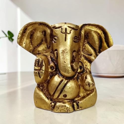 Brass Lord Ganesha Statue 1.5 Inch 100g Handcrafted Ganpati Idol for Home Temple, Pooja Room & Office Decor | Antique Finish Brass Ganesh Murti for Daily Worship, Meditation & Spiritual Gift