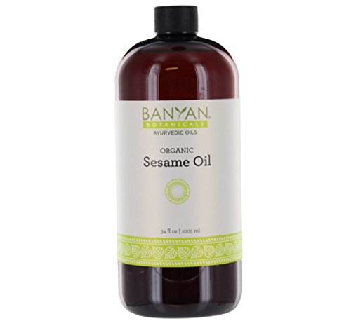Banyan Botanicals Organic Unrefined Sesame Oil – Rich & Warming Ayurvedic Massage Oil for Body & Scalp – Traditional Abhyanga Oil for Deep Tissue Grounding & Recovery – 34 oz – USDA Organic - size: 34 Fl Oz (Pack of 1)