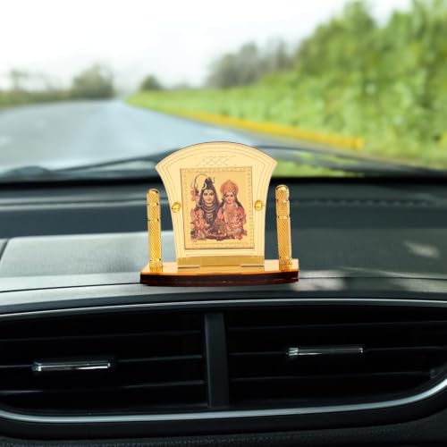 Shiv Parivar Golden Foil (Plated) for Car Dashboard Showpiece Home Décor