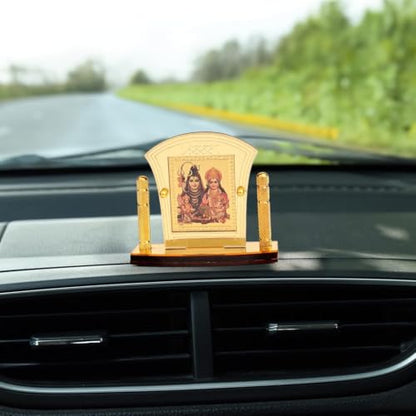 Shiv Parivar Golden Foil (Plated) for Car Dashboard Showpiece Home Décor