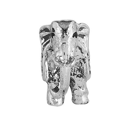 DHRUVS COLLECTION 925 Pure Silver Solid Elephant in Oxidized Finish for Home Temple, Divine God Idol for Pooja Room, Laxmi Ganesh Statue for Gift, Good Luck Gift (15 Gram)
