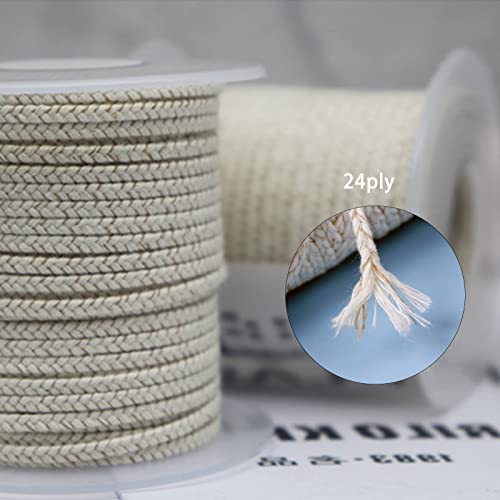 260 Foot Candle Wick, 24 PLY Braided Candle Wick Spool, Cotton & Paper Interwoven Core, Candle Wicks for Candle Making, Candle Wick Roll for DIY Candle Craft Making